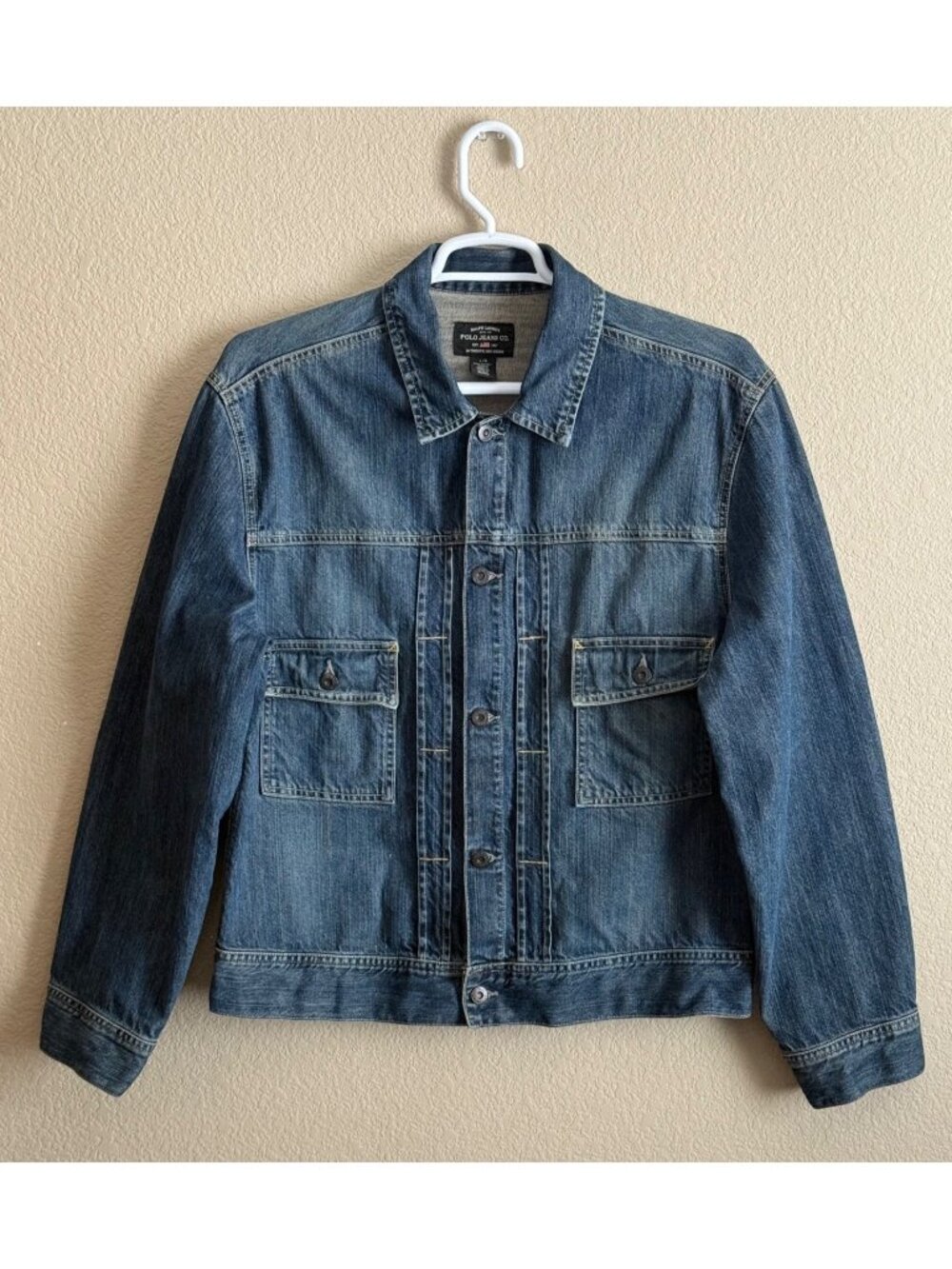 Ralph Lauren Polo Jeans Men's Vintage Trucker Denim Jacket Blue